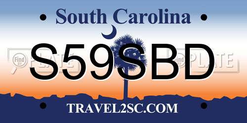 S59SBD South Carolina License Plate