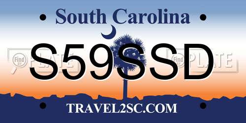 S59SSD South Carolina License Plate
