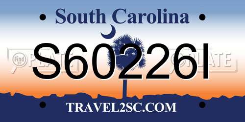 S60226I South Carolina License Plate