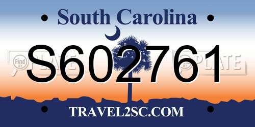 S602761 South Carolina License Plate