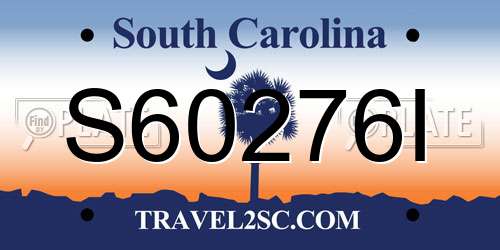 S60276I South Carolina License Plate