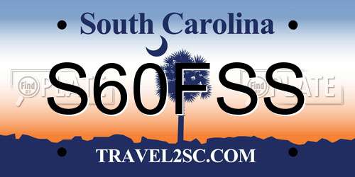 S60FSS South Carolina License Plate