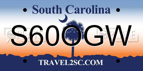 S60OGW South Carolina License Plate
