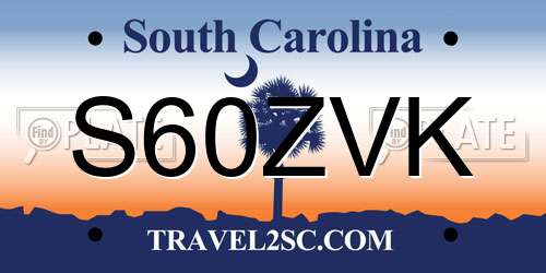 S60ZVK South Carolina License Plate