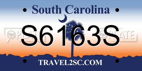 S6163S South Carolina License Plate