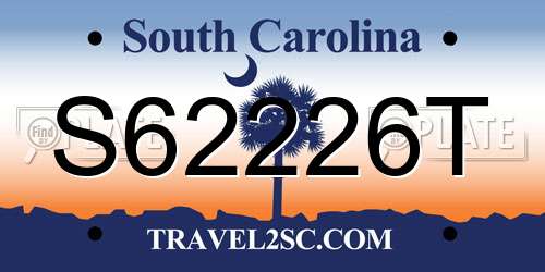 S62226T South Carolina License Plate