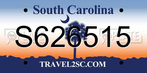 S626515 South Carolina License Plate