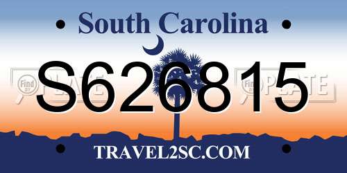 S626815 South Carolina License Plate