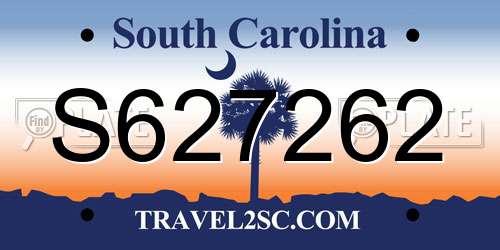 S627262 South Carolina License Plate