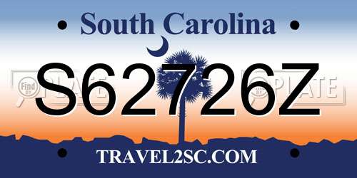 S62726Z South Carolina License Plate