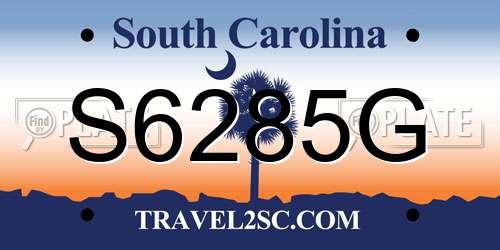 S6285G South Carolina License Plate