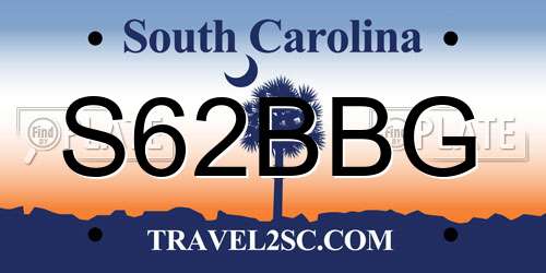 S62BBG South Carolina License Plate