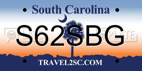 S62SBG South Carolina License Plate