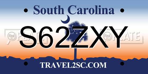 S62ZXY South Carolina License Plate