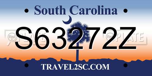 S63272Z South Carolina License Plate