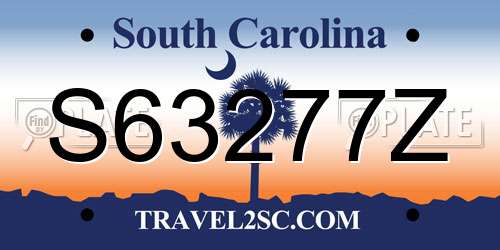 S63277Z South Carolina License Plate
