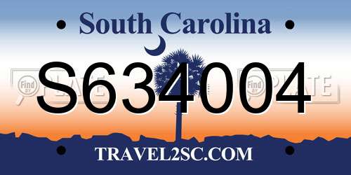 S634004 South Carolina License Plate