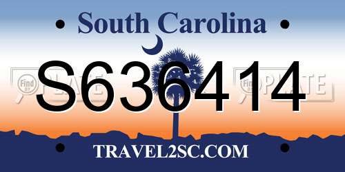 S636414 South Carolina License Plate