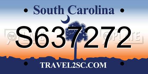 S637272 South Carolina License Plate