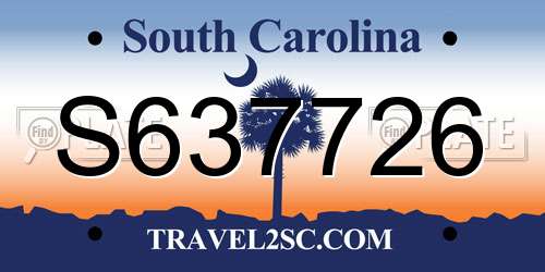 S637726 South Carolina License Plate