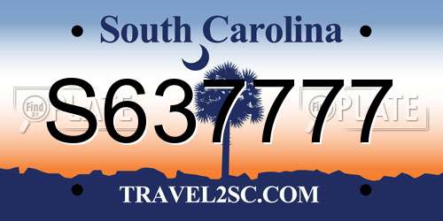 S637777 South Carolina License Plate