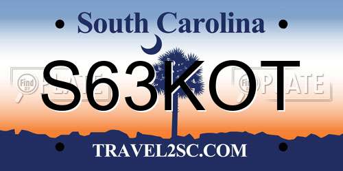S63KOT South Carolina License Plate