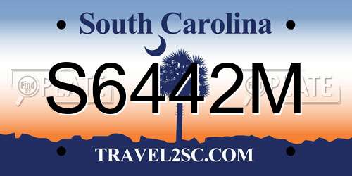 S6442M South Carolina License Plate