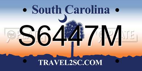 S6447M South Carolina License Plate