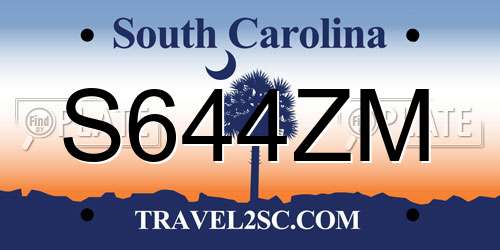 S644ZM South Carolina License Plate