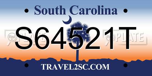 S64521T South Carolina License Plate
