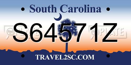S64571Z South Carolina License Plate