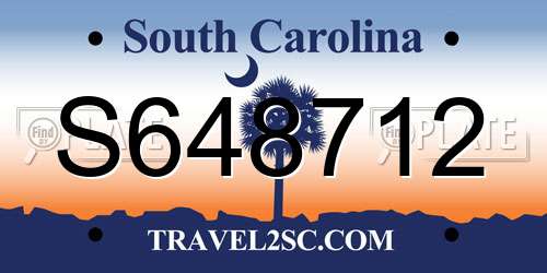 S648712 South Carolina License Plate