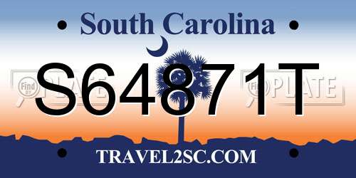 S64871T South Carolina License Plate
