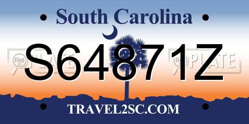S64871Z South Carolina License Plate