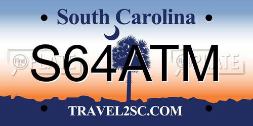 S64ATM South Carolina License Plate