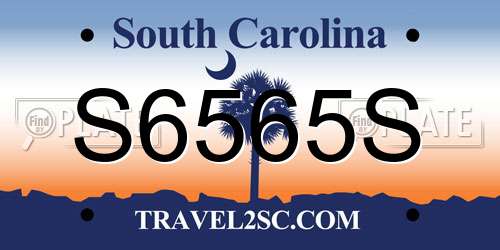 S6565S South Carolina License Plate