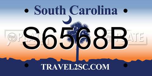 S6568B South Carolina License Plate