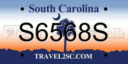 S6568S South Carolina License Plate