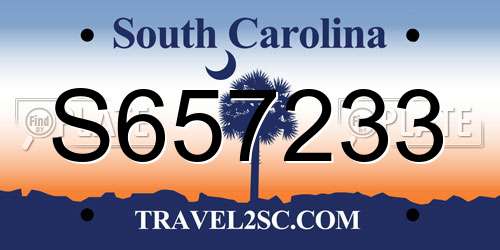 S657233 South Carolina License Plate