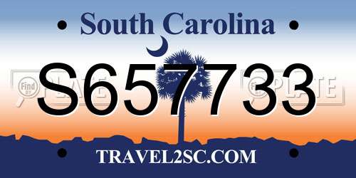 S657733 South Carolina License Plate