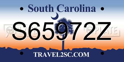 S65972Z South Carolina License Plate
