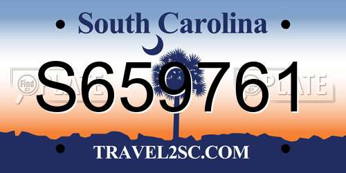 S659761 South Carolina License Plate