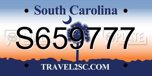 S659777 South Carolina License Plate