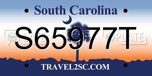 S65977T South Carolina License Plate