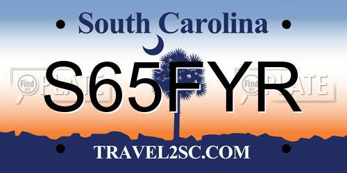 S65FYR South Carolina License Plate