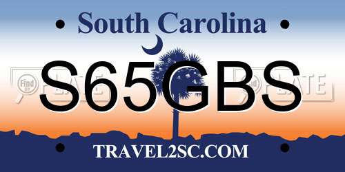 S65GBS South Carolina License Plate
