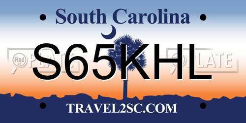 S65KHL South Carolina License Plate