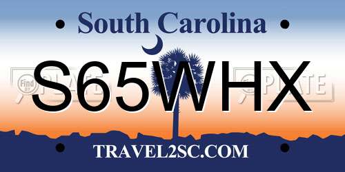 S65WHX South Carolina License Plate