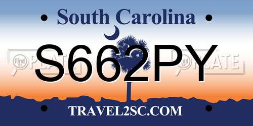 S662PY South Carolina License Plate