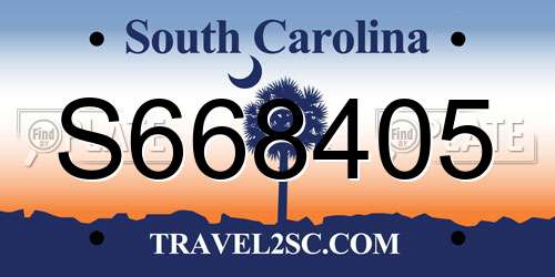 S668405 South Carolina License Plate